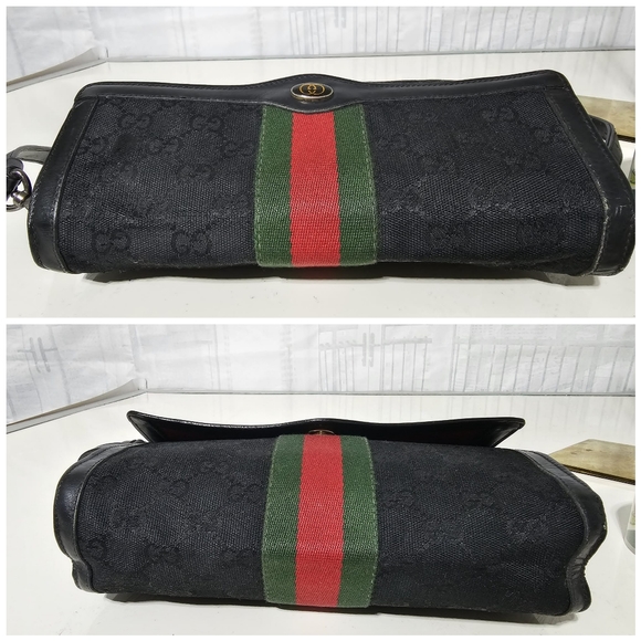 GUCCI Ophidia GG Vintage Sherryline Crossbody bag Black - Picture 8 of 14
